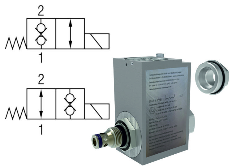 2/2 Solenoid Operated Directional Control Valves Double Poppet Type, protection ”d”