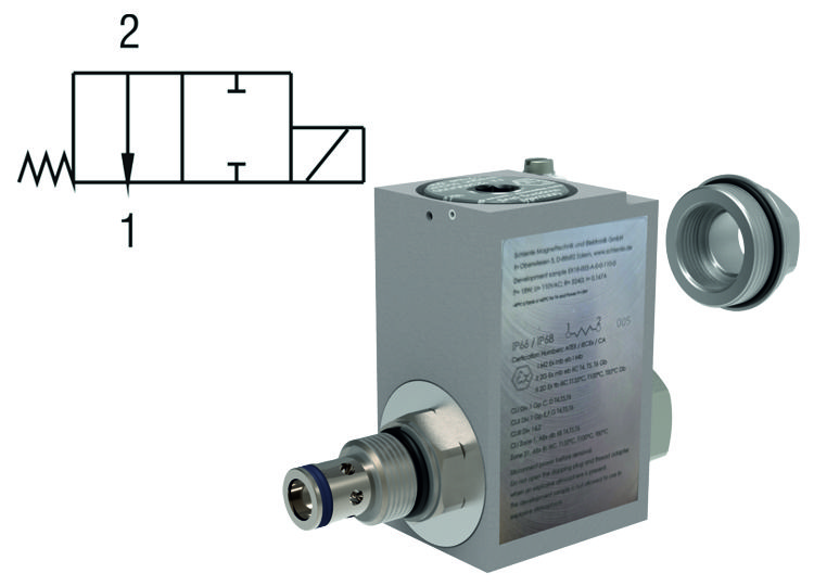 2/2 Directional Valve, Solenoid Operated, Spool Type, Direct-Acting, protection "d"