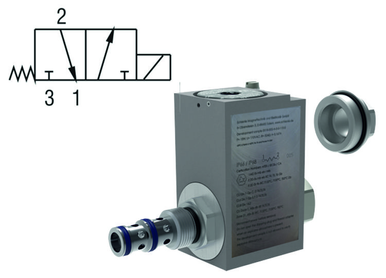 3/2 Directional Valve, Solenoid Operated, Spool Type, Direct-Acting, protection "d"