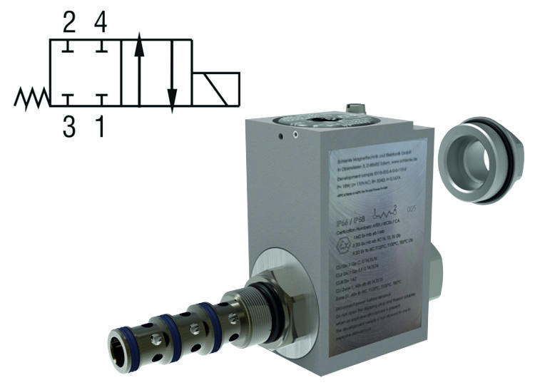 4/2 Directional Valve, Solenoid Operated, Spool Type, Direct-Acting, protection "d"