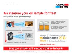 We measure your oil sample for free @ the maintenance fair in Dortmund